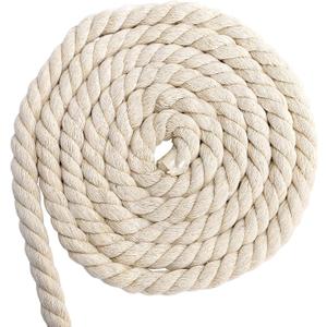 Tosnail 33 Feet 15 mm Natural Triple-Strand Twisted Cotton Rope