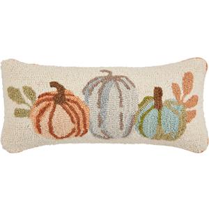 Mud Pie Lumbar Pumpkin Wool Pillow, 8" x 18", Cream