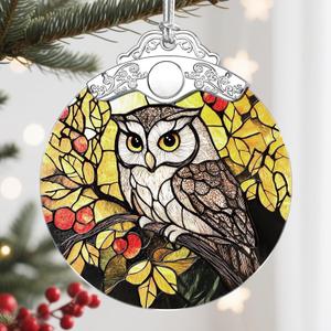 3 x Christmas Ornament, Christmas Decoration, Stained Glass Ornament, Heirloom Keepsakes, Holiday Ornaments, Holiday Presents, Unique Xmas Gifts, Gift Exchange Ornaments, Gift Idea - Owl
