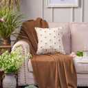 ARTMAGIC Daisy Embroidery Floral Throw Pillow Covers Spring Summer Decorative Pillowcase Square Cushion Cover for Couch Sofa Bed Living Room Bedroom Decor (18x18 Inches, Daisy Beige)