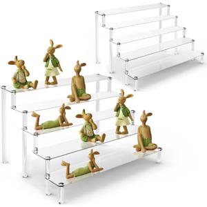 ULENDIS 2 Pack 5 Tier Acrylic Display Risers Stand Shelf, Acrylic Dessert Stands for Display for Collectibles Cupcakes Perfumes Jewel, Tabletop Perfume Cupcake Stand for Decorating & Organizing