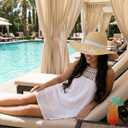 23" circ. Bride's Wedding Reception & Shower Straw Sun Hat (Beige, S)