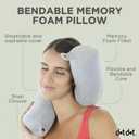Dot&Dot Twist Memory Foam Travel Pillow for Airplanes - Travel Neck Pillow for Sleeping - Airplane Pillow for Neck Support, Chin, Lumbar and Leg - Adjustable, Bendable Neck Roll Pillow