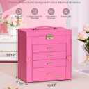 Homde Synthetic Leather Huge Jewelry Box Mirrored Watch Organizer Necklace Ring Earring Storage Lockable Gift Case (Pink + Gold)