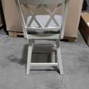 Home Brookline Swivel Bar Stool Chair with 360 Turn Mechanism, Rustic Farmhouse Stools for Kitchen Counter with Cushion, 24" Seat Height, Cream White Wood Finish with Grey Cushion