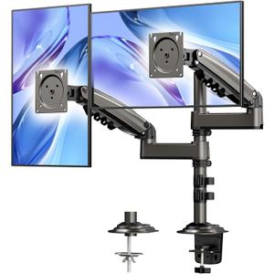 HUANUO 17-32 Inch Dual Monitor Stand, Stacked Monitor Mount, Monitor Arms for 2 Monitors, Ergonomic Adjustable Tilt/Swivel/Rotate, Weight Max 19.8 lbs, VESA 75/100mm