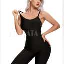 KIWI RATA Womens Sexy Bodycon Backless Jumpsuit Workout One-Piece Cacual Sculpted Bodysuit Sport Romper (Black, XL)