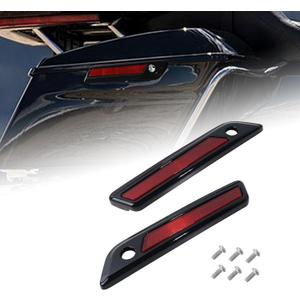 Saddlebag Outer Hinge Latch Cover for Harley Touring Road Glide Street Glide Electra Glide FLHT FLHTC FLHX 2014-2025 Motorcycle Saddle Bags Outer Lid Hinge Light Kit 2 Pcs Black Red