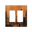 Wood Grain Pine Tree Rustic Brown Light Switch Cover Decorative 2 Gang Double Rocker Farmhouse Forest Print Wall Plate Electrical Switchplate Faceplate for Bathroom Kitchen Bedroom Decor 4.6 * 4.5 In