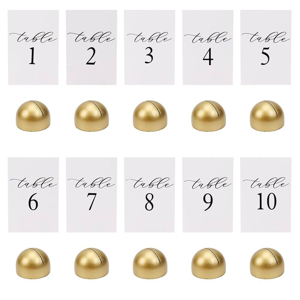 Hanna Roberts Gold Table Number Cards Stands Modern Cursive Table Number for Wedding Reception Anniversary Party Restaurant, Events Party, 4" x 6" (Set of 10, 110, Gold)