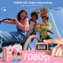 HOTU Mini Keychain Digital Camera, Y2K Pocket-Size Mini Camera, 2MP 1080P Small Camera with 32GB Card, Video Recorder with Long Battery Life for Travel, Party and Vlog (Rose Gold)
