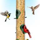 Bird Feeders for Outdoors (Green) Squirrel Proof Hanging Bird Feeder with Locking Lid & Adjustable Hanger, Chew-Proof, Weather Resistant 16 Inches 6 Port (6 Ports)