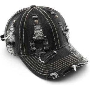 Trendy Washed Distressed Baseball Cap Vintage Cotton Canvas Unstructured Dad Hat Adjustable Headwear for Men Women, One Size