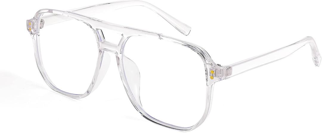FEISEDY Blue Light Blocking Glasses Fake Nerd Clear Square Computer Lightweight Pilot Glasses Frame Oversized B2866