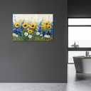 Flower Canvas Wall Art Abstract Sunflower Lavender Daisy Pictures Wall Decor Prints Wildflower Paintings Colorful Floral Poster for Bathroom Decor Framed(Flower-2,12L x 18W)