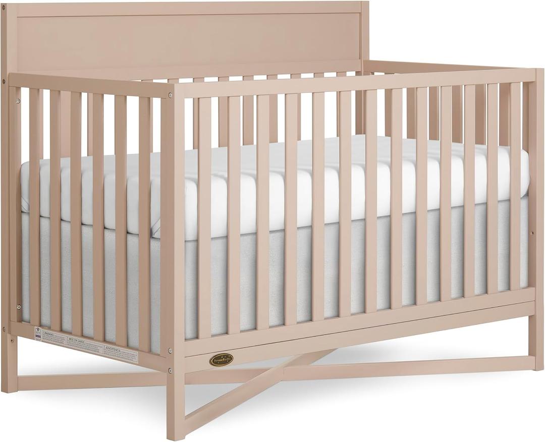 Dream On Me Owen 5-in-1 Convertible Full-Size Baby Crib in Almond Butter, GreenGuard Gold & JPMA, Converts to Toddler, Day, & Full-Size Bed Non-Toxic Paint, Safe Sleep Environment, 53.7"L x 29.6"W x 42.1"H