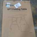 Byliable Folding Table 6ft Portable Heavy Duty Plastic Fold-in-Half Utility Foldable Table Plastic Dining Indoor Outdoor for Camping, Picnic and Party, White