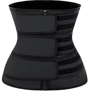 YIANNA Waist Trainer for Women Latex Underbust Double Training Belt Tummy Control Waist Cincher Sport Girdle (Small, D-black (Triple Straps))