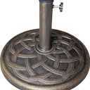 US Weight - 26lb Cast Stone Patio Umbrella Base - Durable and Weather-Resistant Adjustable Outdoor Base - Interlocking Circle Design, Bronze