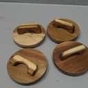 Antrader Wooden Storage Lids,4Pcs 102mm/4 inch Acacia Wooden Storage Canning Ball Jar Lids with Handlle,Wooden Lids