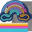 Sensory Activity Board Silicone Fidget Toy, Double-Sided Rainbow Sensory Toys for Autism, Stress, Anxiety, ADHD, Kids 3+& Adults, Includes Travel Bag & 12 Strings, Dark Blue