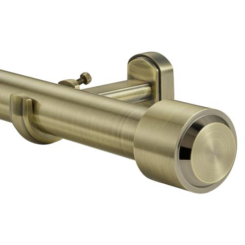 Heavy Duty Curtain Rods, 1 1/8 Inch Diameter Single Curtain Rod 36-72Inch(3-6ft) Extendable Length with End Caps Adjustable Modern Brackets-Antique Bronze