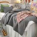 Bedsure Quilts Twin Size - Lightweight Bedspreads Twin Size with Basket Weave Pattern, Soft Quilt Bedding Set, Grey Comforter Set Coverlet for All Seasons with 1 Pillow Sham (68" x 86")