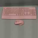 MEETION Wireless Keyboard and Mouse, Full-Sized Cordless Keyboard with Wrist Rest, 3 DPI Adjustable Mouse, Keyboard and Mouse Set with 2.4GHz USB Receiver, for PC/Computer/Laptop/Windows/Mac, Pink