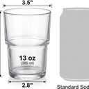 Stackable Drinking Glasses (Set of 6) 13oz Clear Glass Cups for Iced Coffee, Juice & Beer Modern Space Saving Highball Tumblers with Smart Non-Stick Design Heavy Base & Dishwasher Safe