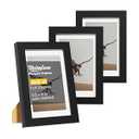 Heimlove 4x6 Picture Frames Set of 3 with Mat to Display 3.5x5 Picture, Plastic Black Photo Frame for Poster, Diploma, Certificate and Document with Tabletop and Wall Decor