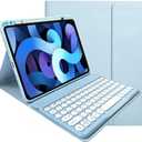 AnMengXinLing Keyboard Case for iPad 9th/8th/7th Generation/Air 3/Pro10.5,with Pencil Holder, Cute Candy Color Round Key Detachable Keyboard for iPad9/iPad8/iPad7, Blue