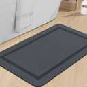 chakme Bathroom Mat Rugs 30x17, Ultra Thin Magic Mat Bath Rug Non Slip Bath Rugs Quick Dry Absorbent Bath Mats for Bathroom Floor, (Dark Grey, 30"x17") (1'5" x 2'6" (Rectangular))