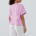 Women's Peplum Tops Babydoll Tops Short Sleeve Shirts Cinched Waist Tops Casual Blouses Dressy Summer (Pink, S)