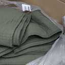 palassio Striped Olive Green 100% Cotton Quilt King Size Bedding Sets, Lightweight Crinkly Channel Pick Stitch Textured Bedspread Soft Shabby Chic Farmhouse Country Coverlet for All Season, 2 Shams