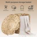 Small Round Water hyacinth Wicker Laundry hamper basket with lid