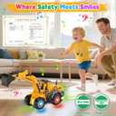 Car Toys for Toddlers, Excavator Toy with 2 Flashing Lights Music, Toy Trucks Construction Vehicle with 1 Moving Arm, Baby Toys for 3 4 5 6 Year Old Boys, Kids Valentine's Day Easter Birthday Gifts