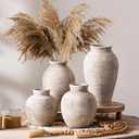 Ceramic Flower Vase Home Decor - Large Farmhouse Table Vases Rustic Vintage Living Room Kitchen Bedroom Decorations for House Book Shelf Office Coffee Desk Dining Fireplace (9" Retro)