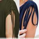 Newshows Womens 2025 Summer Drawstring Cap Sleeve Boat Neck Smocked Casual Vacation Outfits Vestidos Midi Dress (Black, S)