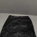 Dxyufazhe Womens Sexy High Waist Faux Suede Ruched Mini Skirt Casual Bodycon Short Wrap Skirt (Medium, Black)