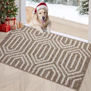 Indoor Doormat, Front Door Mat 24"x36" Rubber Backing Non Slip Back Door Mats, Absorbent Washable Low-Profile Inside Floor Mat Door Rugs for Entryway, Resist Dirt Mud Mat for Dogs, Camel
