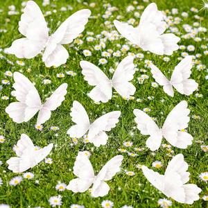 Suncalla 10 Pcs Large Butterfly Party Decoration Mariposas Grandes para Decoracion Big Butterfly 20 Inch 12 Inch 3D Silk Butterflies for Wedding Birthday Party Decor(White,Silk)