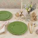 Tinybee 60PCS Green Plastic Plates - Heavy Duty Green Disposable Plates, Elegant Plastic Plates for Bridal Shower, Wedding and Party Including 30 Dinner Plates 10 '' & 30 Dessert Plates 7.5 ''