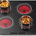 24 Inch Electric Cooktop - 4 Burner Drop-in(22.05"x19.3") Ceramic Stove Top 6000W, 220V Electric Stove, 9 Power Level, Pause, Safety Lock, Touch & Knob Control, 240V Hard Wired (No Plug)