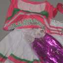 Cheerleader Costume for Girls Cheerleading Outfits Kids Movie Halloween Dress Up Cosplay with Pom Bowtie Stocking (5-6Y/120, Pink)