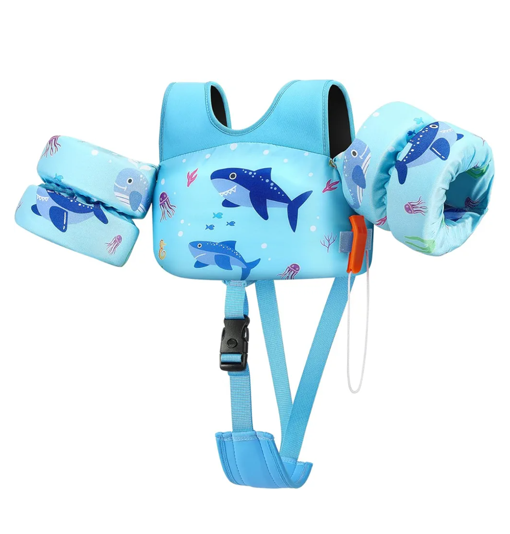 HeySplash Toddler Swim Vest, Toddler Floaties, Kids Swim Jacket with Adjustable Strap, Arm Floaties Water Wing Arm Band for Children Learn to Swim, Puddle Sea Beach Jumper Boy Girl S