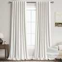 Nanspring Ivory Linen Blackout Curtains 96 Inches Long 2 Panel Set for Living Room Back Tab Pinch Pleated Blackout Curtain Drapes Boho Farmhouse Neutral Cream Bedroom Black Out Curtains 96 Inch Long (52"W x 96"L (Pack of 2), Natural)