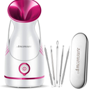 Amconsure Facial Steamer - Nano Ionic Face Steamer Warm Mist Steamer for Home Sauna SPA, Humidifier for Face Steamer for Deep Cleaning Unclogs Pores Sinuses - Bonus 5 Piece Stainless Steel Skin Kit