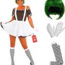 fun shack Women's Chocolate Factory Costume, Book Character Costumes for Adults, Women's Halloween Costumes (Large, White)