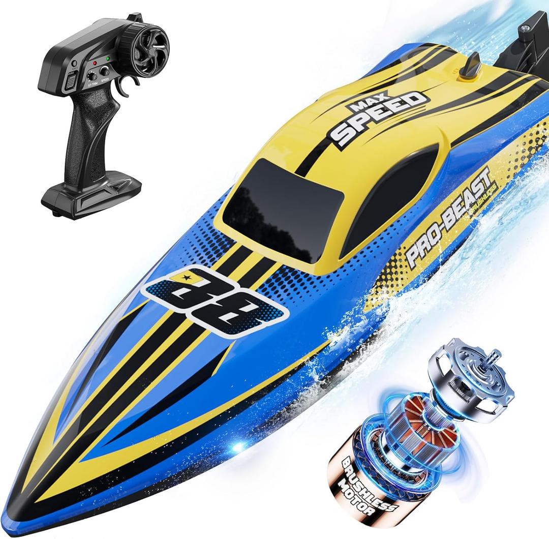 Brushless RC Boat 30+MPH, Big Remote Control Boats for Adults and Kids, Fast Racing Boat with Self-Righting, LED Lights, Waterproof, RTR, Sailboat for Lake, River, Saltwater and Pools