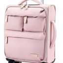 16 Inch Underseat Carry On luggage Airline Approved, Softside Suitcase with Spinner Wheels, Lightweight Travel Rolling Bag with Detachable Laptop Padded for Women, Pink